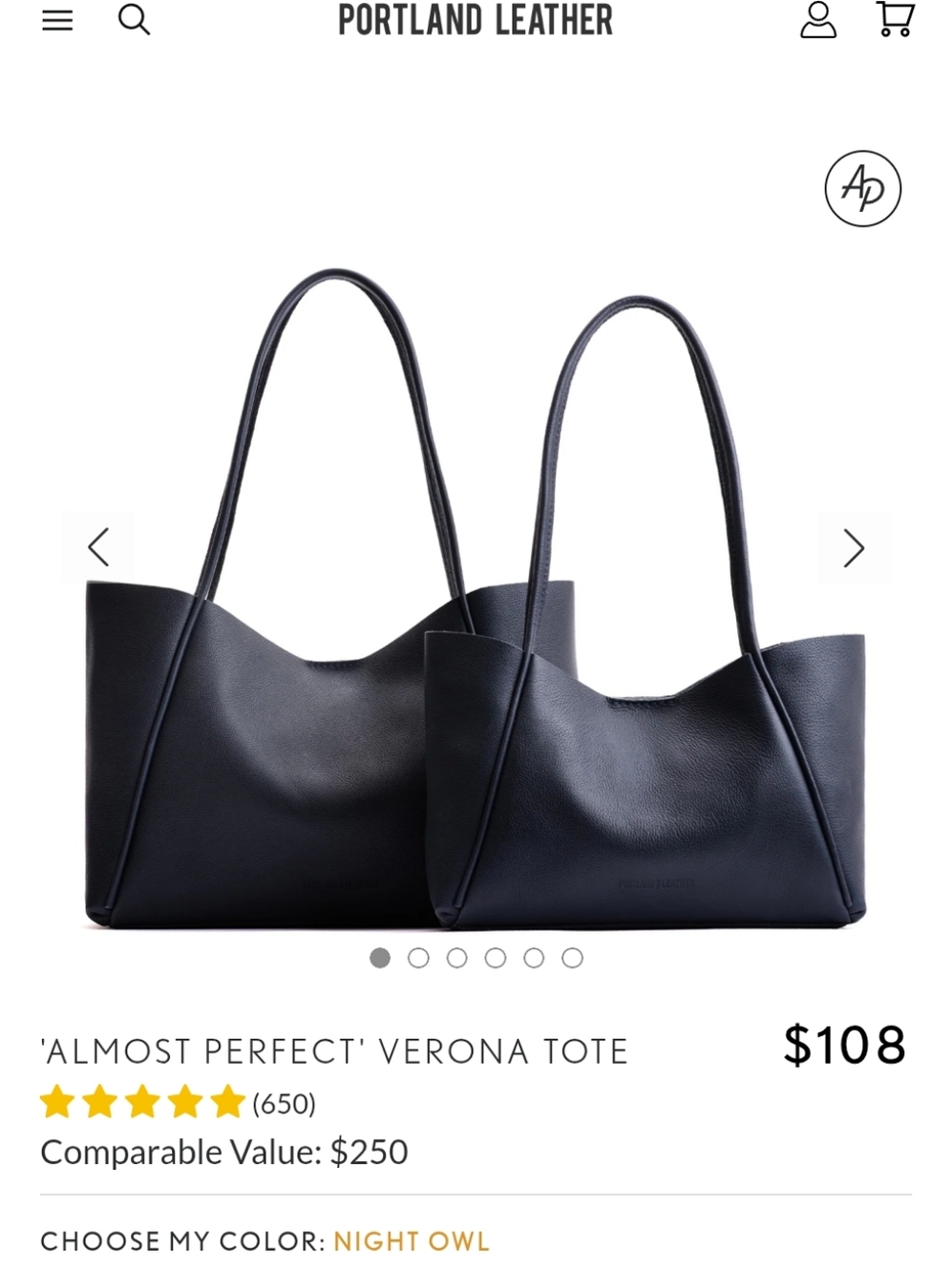 Portland Leather 'Almost Perfect' Verona Tote- M - Picture 9 of 12